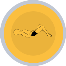 Cvik 1 –  – leh na zádech, pokrčené dolní končetiny, dlaně položené na spodní části břicha nad stydkou kostí – podbřišek